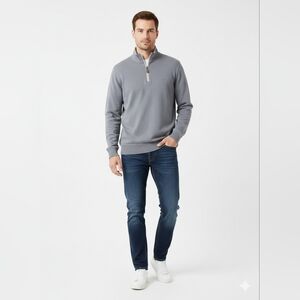 Chaps Men's Zip-Up Sweater in Gray
